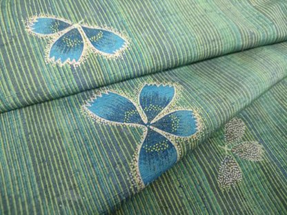 平和屋着物●上質な小紋　紬地　舞花文　金彩　正絹　逸品　未使用　DABH9872ps