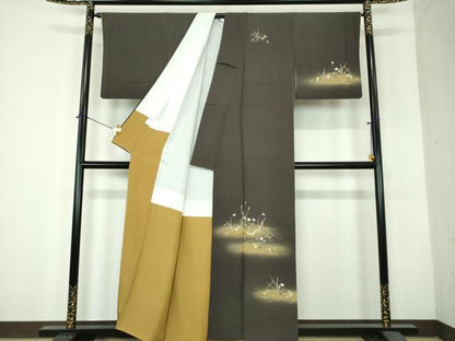 平和屋着物●中国三大刺繍　相良刺繍　総刺繍　訪問着　舞蝶花文　暈し染め　金糸　正絹　逸品　DABH9873ps