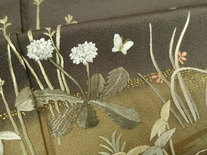 平和屋着物●中国三大刺繍　相良刺繍　総刺繍　訪問着　舞蝶花文　暈し染め　金糸　正絹　逸品　DABH9873ps
