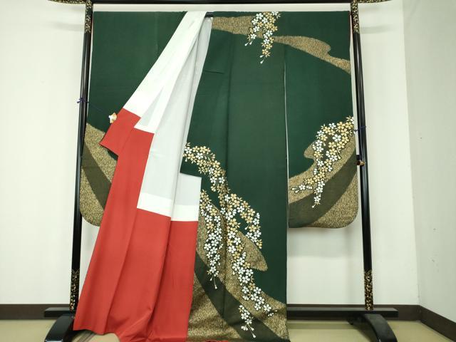 平和屋着物●豪華振袖　絞り　枝垂れ桜　金彩　正絹　逸品　DABH9875ps