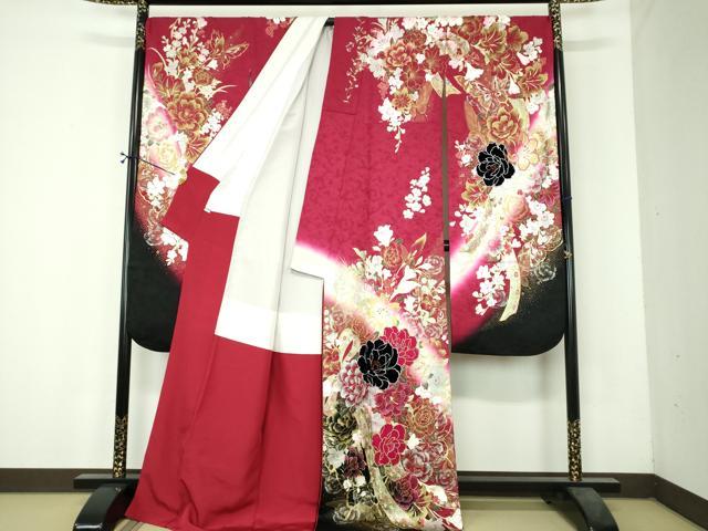 平和屋着物●ブライダルファッションデザイナー・桂由美 振袖 刺繍 ベロア ラインストーン スパンコール 金銀彩 正絹 逸品 DABH9876ps