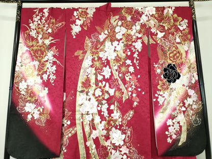 平和屋着物●ブライダルファッションデザイナー・桂由美 振袖 刺繍 ベロア ラインストーン スパンコール 金銀彩 正絹 逸品 DABH9876ps