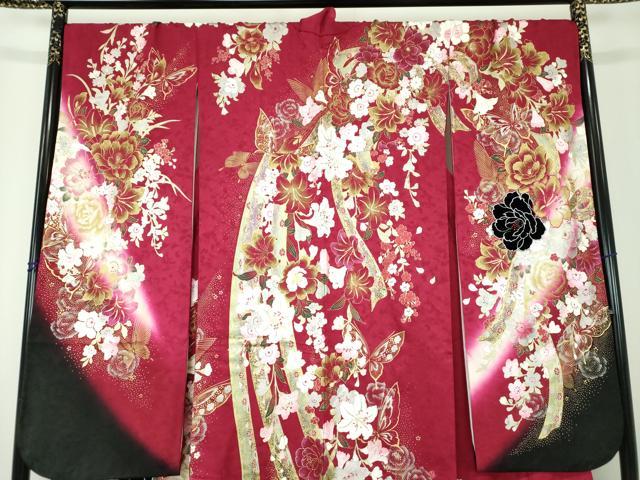 平和屋着物●ブライダルファッションデザイナー・桂由美 振袖 刺繍 ベロア ラインストーン スパンコール 金銀彩 正絹 逸品 DABH9876ps