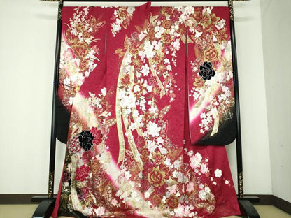 平和屋着物●ブライダルファッションデザイナー・桂由美 振袖 刺繍 ベロア ラインストーン スパンコール 金銀彩 正絹 逸品 DABH9876ps