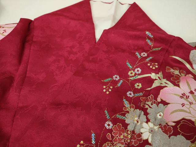 平和屋着物●ブライダルファッションデザイナー・桂由美 振袖 刺繍 ベロア ラインストーン スパンコール 金銀彩 正絹 逸品 DABH9876ps