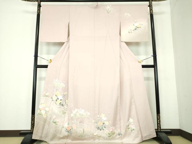 平和屋着物●訪問着　友禅　流水花文　暈し染め　正絹　逸品　DABH9881ps