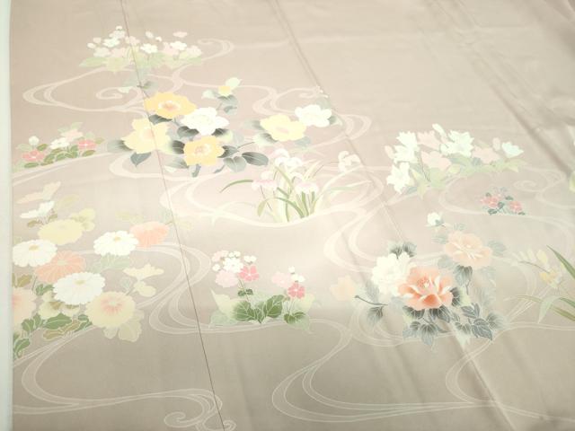 平和屋着物●訪問着　友禅　流水花文　暈し染め　正絹　逸品　DABH9881ps
