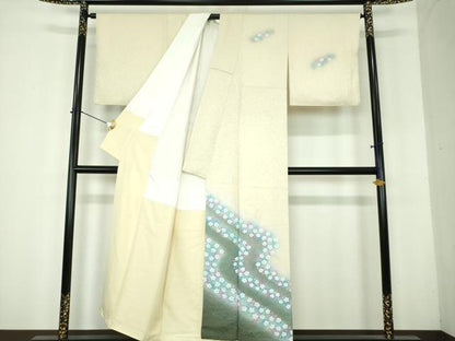平和屋着物●訪問着　花筏　暈し染め　金彩　銀通し地　正絹　逸品　DABH9882ps