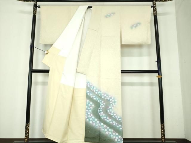 平和屋着物●訪問着　花筏　暈し染め　金彩　銀通し地　正絹　逸品　DABH9882ps