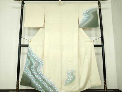 平和屋着物●訪問着　花筏　暈し染め　金彩　銀通し地　正絹　逸品　DABH9882ps