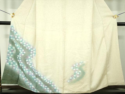 平和屋着物●訪問着　花筏　暈し染め　金彩　銀通し地　正絹　逸品　DABH9882ps