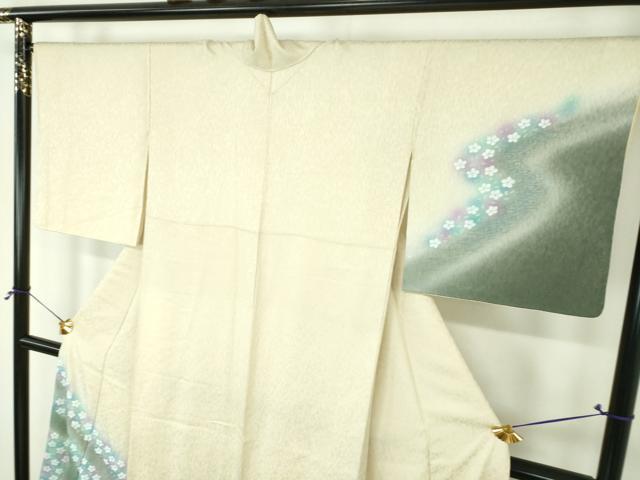 平和屋着物●訪問着　花筏　暈し染め　金彩　銀通し地　正絹　逸品　DABH9882ps