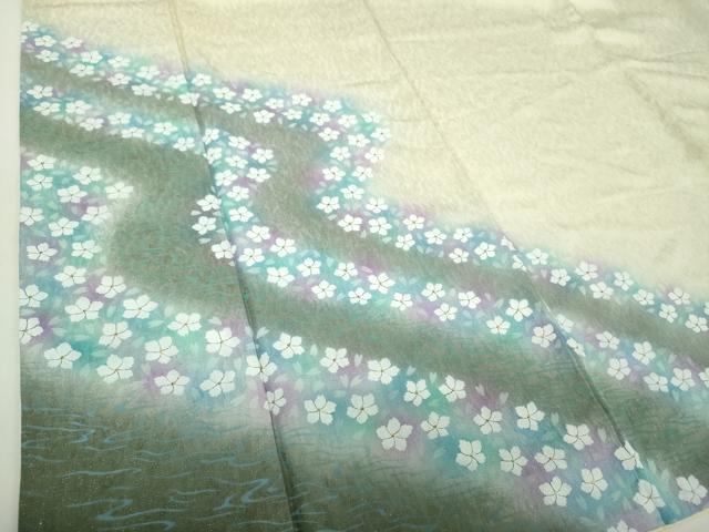 平和屋着物●訪問着　花筏　暈し染め　金彩　銀通し地　正絹　逸品　DABH9882ps