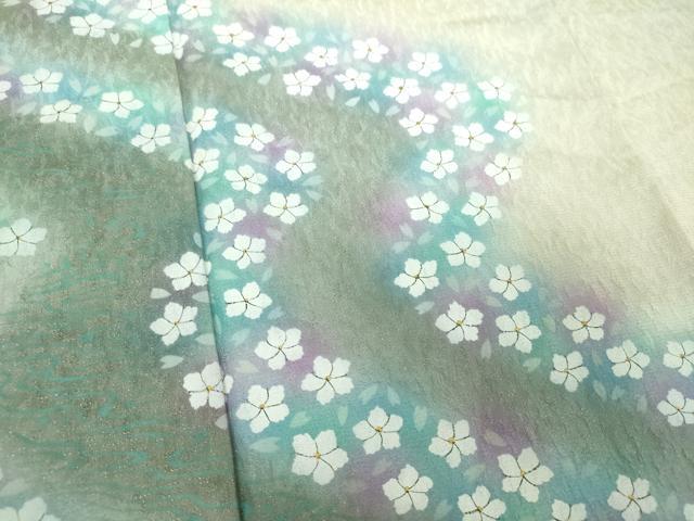 平和屋着物●訪問着　花筏　暈し染め　金彩　銀通し地　正絹　逸品　DABH9882ps
