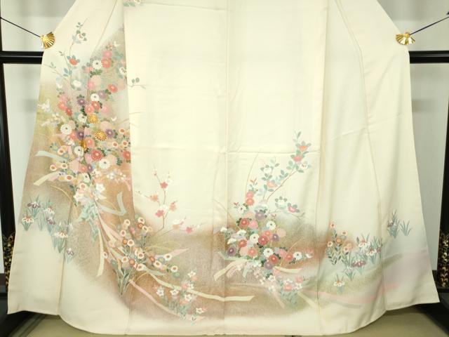 平和屋着物●訪問着　駒刺繍　束ね熨斗花文　暈し染め　金彩　正絹　逸品　未使用　DABH9884ps