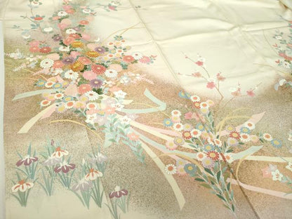 平和屋着物●訪問着　駒刺繍　束ね熨斗花文　暈し染め　金彩　正絹　逸品　未使用　DABH9884ps