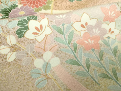 平和屋着物●訪問着　駒刺繍　束ね熨斗花文　暈し染め　金彩　正絹　逸品　未使用　DABH9884ps