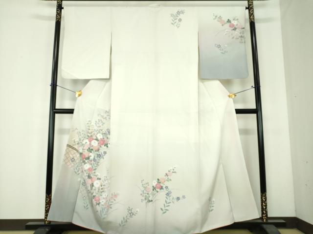 平和屋着物●訪問着　友禅　籬花文　暈し染め　正絹　逸品　DABH9886ps