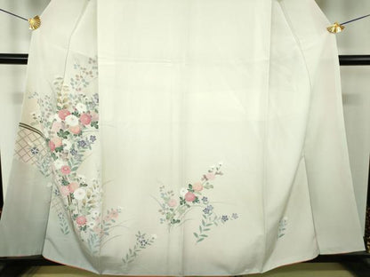 平和屋着物●訪問着　友禅　籬花文　暈し染め　正絹　逸品　DABH9886ps