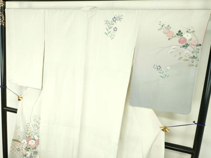 平和屋着物●訪問着　友禅　籬花文　暈し染め　正絹　逸品　DABH9886ps