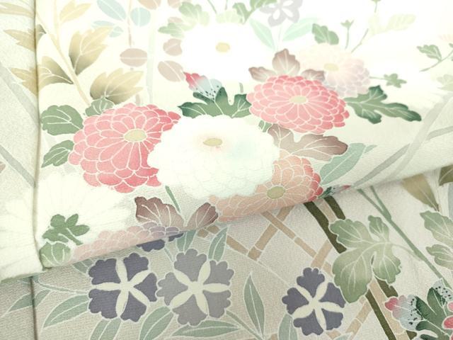 平和屋着物●訪問着　友禅　籬花文　暈し染め　正絹　逸品　DABH9886ps