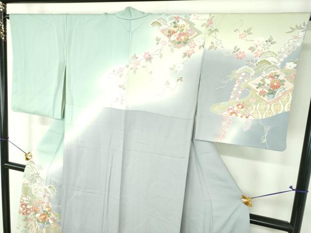 平和屋着物●訪問着　駒刺繍　霞松皮菱花文　暈し染め　金彩　鈴乃屋扱い　正絹　逸品　DABH9888ps