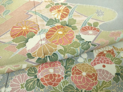 平和屋着物●訪問着　駒刺繍　霞松皮菱花文　暈し染め　金彩　鈴乃屋扱い　正絹　逸品　DABH9888ps