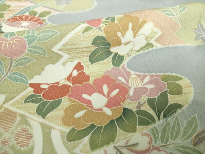 平和屋着物●訪問着　駒刺繍　霞松皮菱花文　暈し染め　金彩　鈴乃屋扱い　正絹　逸品　DABH9888ps