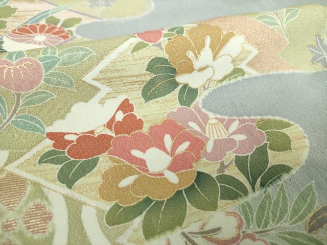 平和屋着物●訪問着　駒刺繍　霞松皮菱花文　暈し染め　金彩　鈴乃屋扱い　正絹　逸品　DABH9888ps