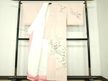 平和屋着物●訪問着　友禅　作家物　枝花文　暈し染め　正絹　逸品　DABH9893ps