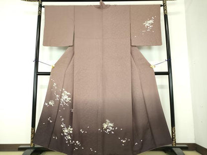 平和屋着物●黄金糸　訪問着　お召地　総刺繍　源氏香花文　暈し染め　金糸　正絹　逸品　DABH9895ps