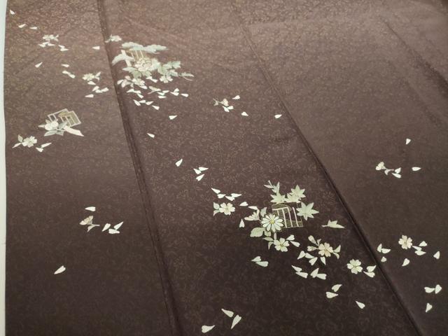 平和屋着物●黄金糸　訪問着　お召地　総刺繍　源氏香花文　暈し染め　金糸　正絹　逸品　DABH9895ps