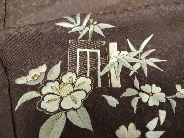 平和屋着物●黄金糸　訪問着　お召地　総刺繍　源氏香花文　暈し染め　金糸　正絹　逸品　DABH9895ps