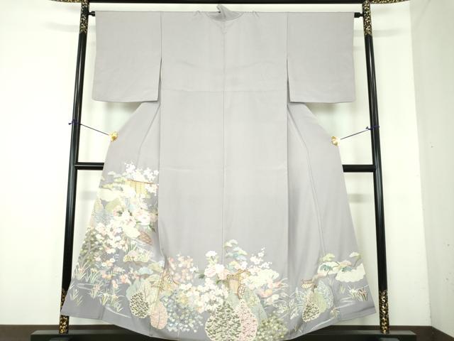 平和屋着物●中国三大刺繍　相良刺繍　総刺繍　色留袖　御所車御簾花文　金糸　正絹　逸品　DABH9897ps