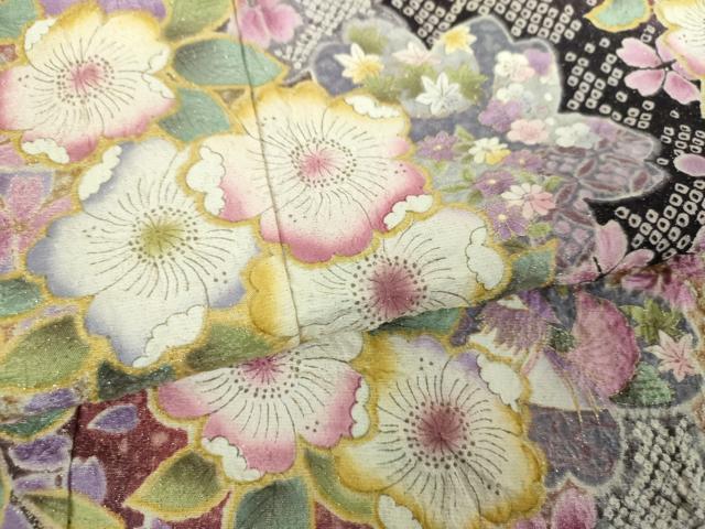 平和屋着物●豪華振袖　絞り　辻が花　金彩　金通し地　正絹　逸品　DABH9898ps