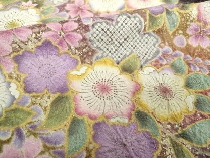 平和屋着物●豪華振袖　絞り　辻が花　金彩　金通し地　正絹　逸品　DABH9898ps