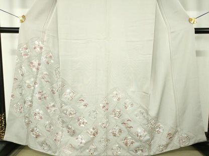 平和屋着物●色留訪問着　総刺繍　七宝花文　金糸　正絹　逸品　DABH9900ps