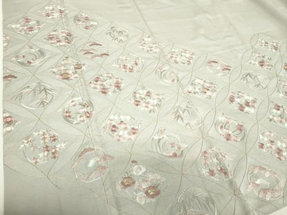 平和屋着物●色留訪問着　総刺繍　七宝花文　金糸　正絹　逸品　DABH9900ps