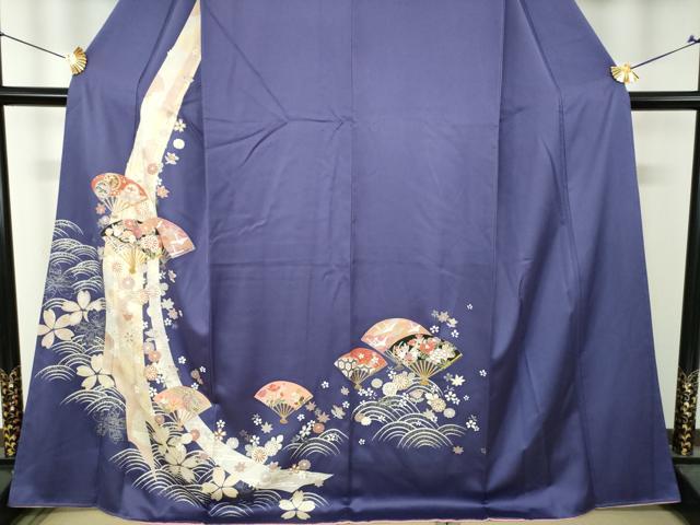 平和屋着物●訪問着　扇面飛鶴花文　金彩　正絹　逸品　DABH9901ps