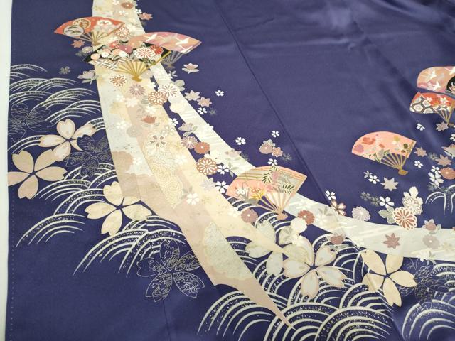 平和屋着物●訪問着　扇面飛鶴花文　金彩　正絹　逸品　DABH9901ps