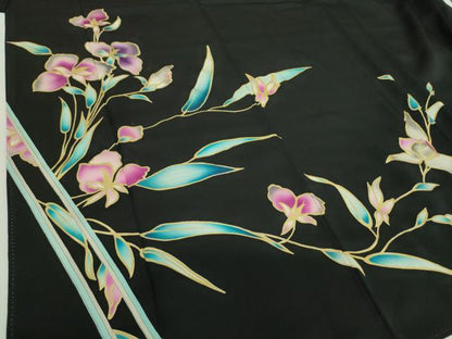 平和屋着物●訪問着　LEONARD　レオナール　草花文　黒地　正絹　逸品　DABH9902ps