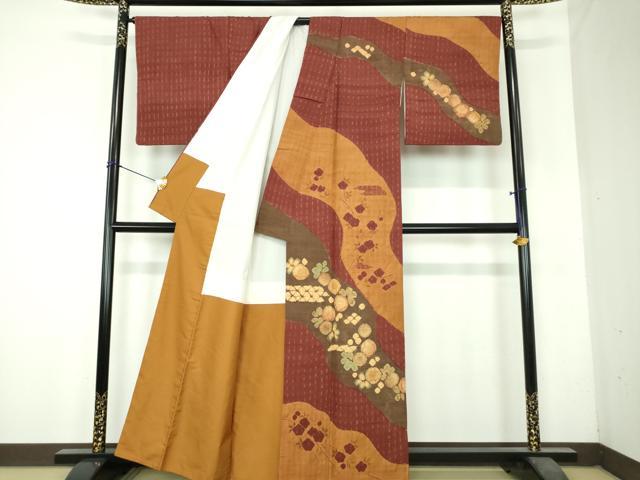 平和屋着物●十日町　名門　滝泰謹製　訪問着　紬地　絞り　辻が花　正絹　逸品　DABH9903ps