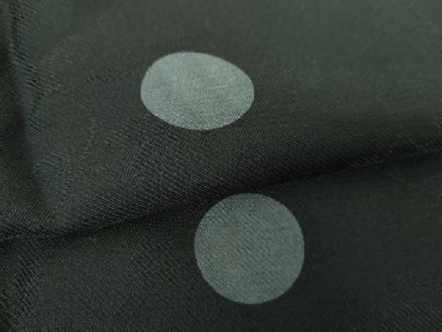 平和屋着物●児島廣和　アトリエ 聖jin苑　小紋　水玉　ドット　黒地　ロング丈　正絹　逸品　未使用　DABH9906ps
