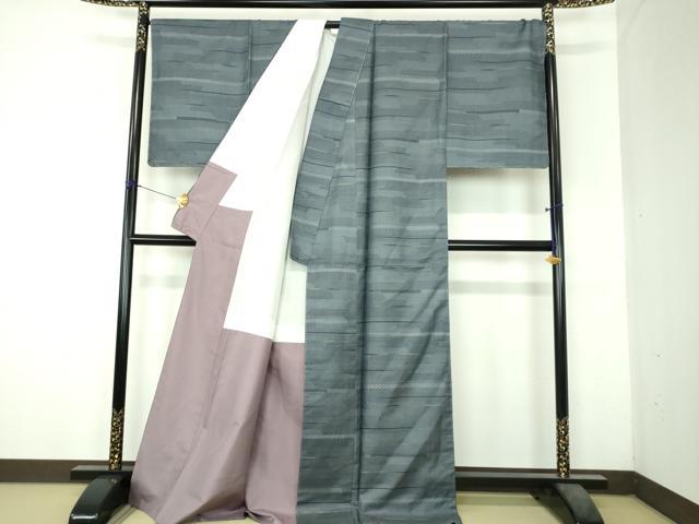 平和屋着物●上質な紬　120亀甲　横段吉祥文　正絹　逸品　未使用　DABH9910ps