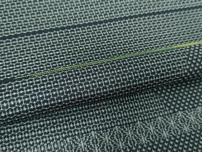 平和屋着物●上質な紬　120亀甲　横段吉祥文　正絹　逸品　未使用　DABH9910ps