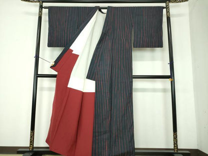 平和屋着物●上質な紬　竜巻絞り　変わり縞　正絹　逸品　DABH9912ps