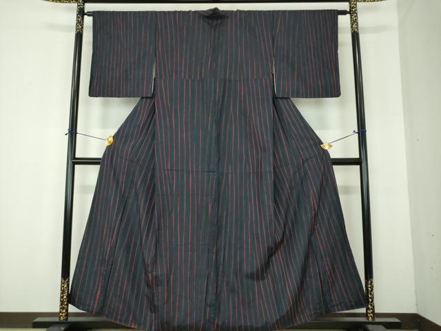 平和屋着物●上質な紬　竜巻絞り　変わり縞　正絹　逸品　DABH9912ps