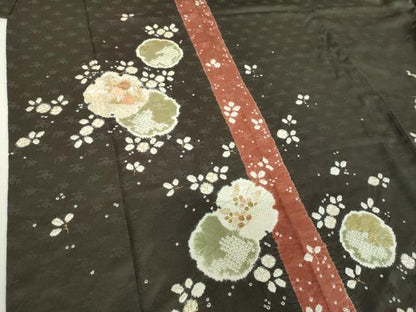 平和屋着物●訪問着　駒刺繍　絞り　雪輪花文　金彩　正絹　逸品　DABH9915ps