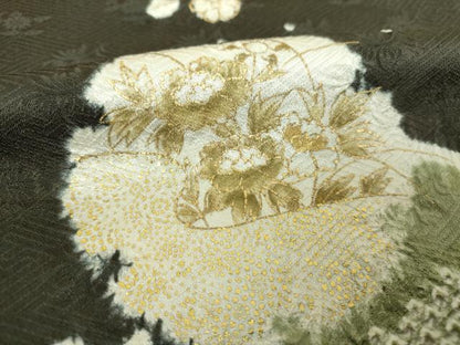 平和屋着物●訪問着　駒刺繍　絞り　雪輪花文　金彩　正絹　逸品　DABH9915ps