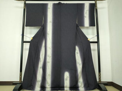 平和屋着物●訪問着　手描き　竹節　蔦の葉文　暈し染め　正絹　逸品　DABH9917ps